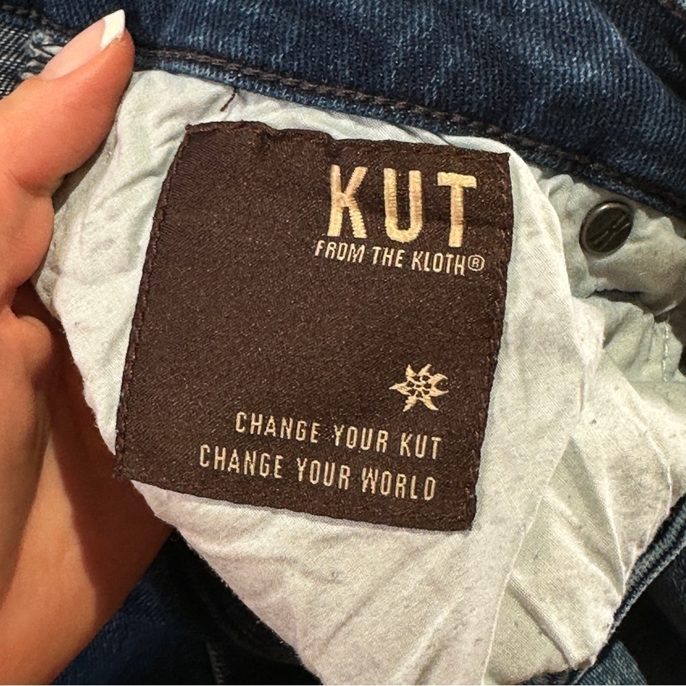 KUT from the Kloth high rise straight leg ankle jeans raw hem blue 18W - Picture 10 of 10